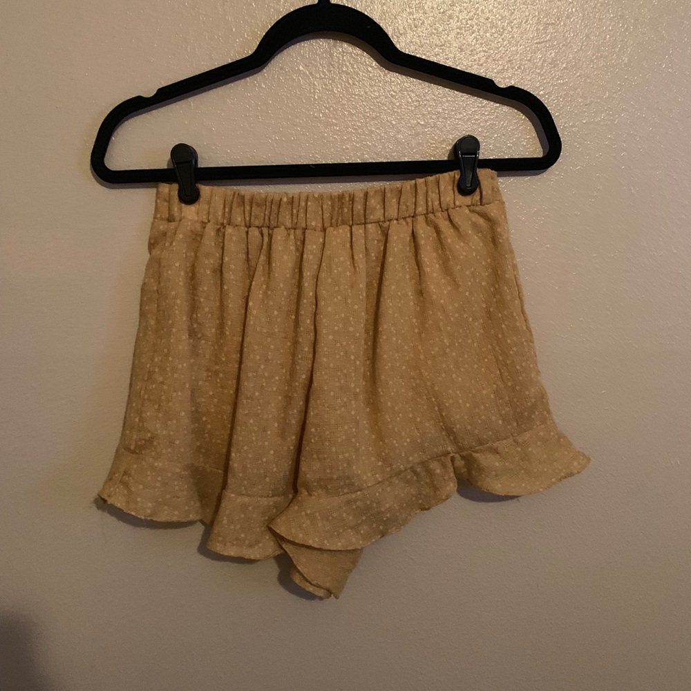 Mustard Polka Dot Ruffle Shorts - Picture 2 of 2
